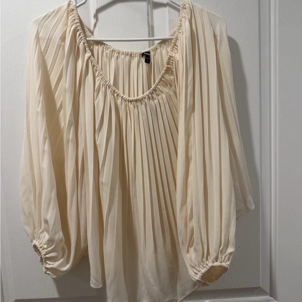 Express Cream Pleated Blouse